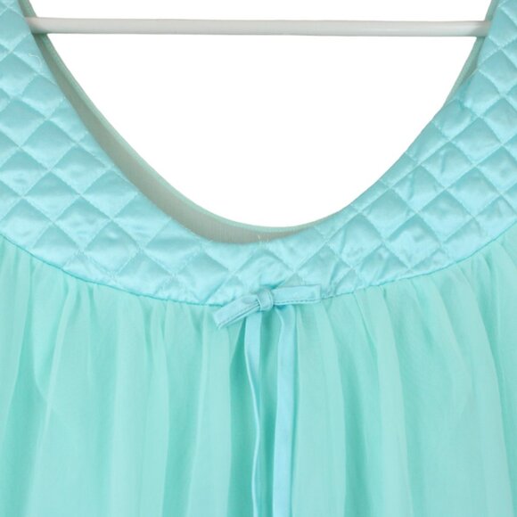 Vintage French Maid Nightgown Aqua Blue Small Full Length Short Sleeves SW52 - Picture 7 of 13